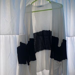White and black cardigan